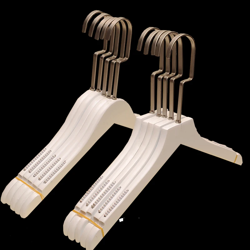 

10pcs/lot 38cm Adult women's real wood clothes rack long hook pure white high - grade wooden hanger