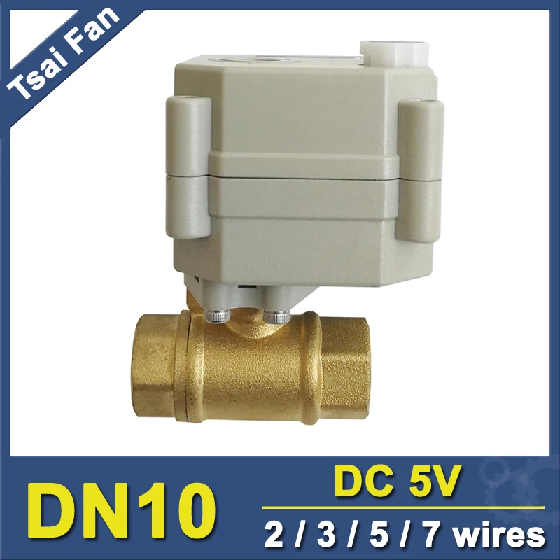 

TF10-B2-B 2 Way Brass 3/8'' DN8 Motorized Actuated Valve With Manual Override DC5V 2/3/5/7 Wires Metal Gear On/Off 5 Sec