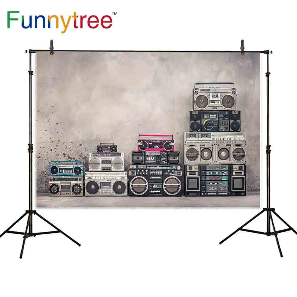Funnytree ฉากหลังสำหรับสตูดิโอถ่ายภาพ VINTAGE คอนกรีตวิทยุเครื่องบันทึกเทป Tower พื้นหลัง photocall Photobooth