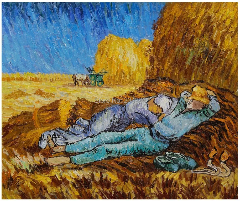 

Handmade Landscape Oil Painting on Canvas Vincent Van Gogh Noon: Rest from Work Impressionist Art for Living Room Wall Decor