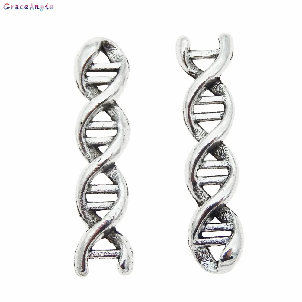 50pcs/pack New Fashion DNA Biology Double Helix Shape Charms Handmade Zinc Alloy Necklace Pendant Jewelry Women Men DIY Findings