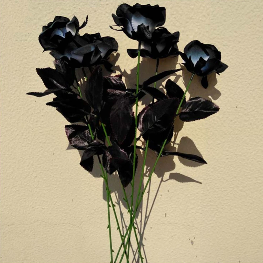 

9Pcs Artificial Black Rose Flower Bouquet Simulation Roses Flowers Picks Home Room Wedding Party Floral Decoration