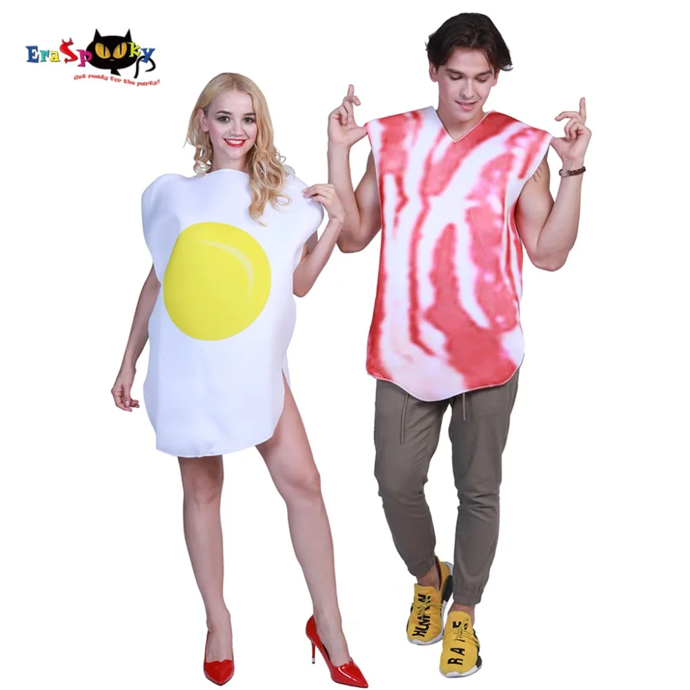 2 Piece/Set Couple Dress Funny Couples Adult Costume Food Jumpsuit Eggs and Bacon Set Halloween Party Fancy Derss Carnival 2022