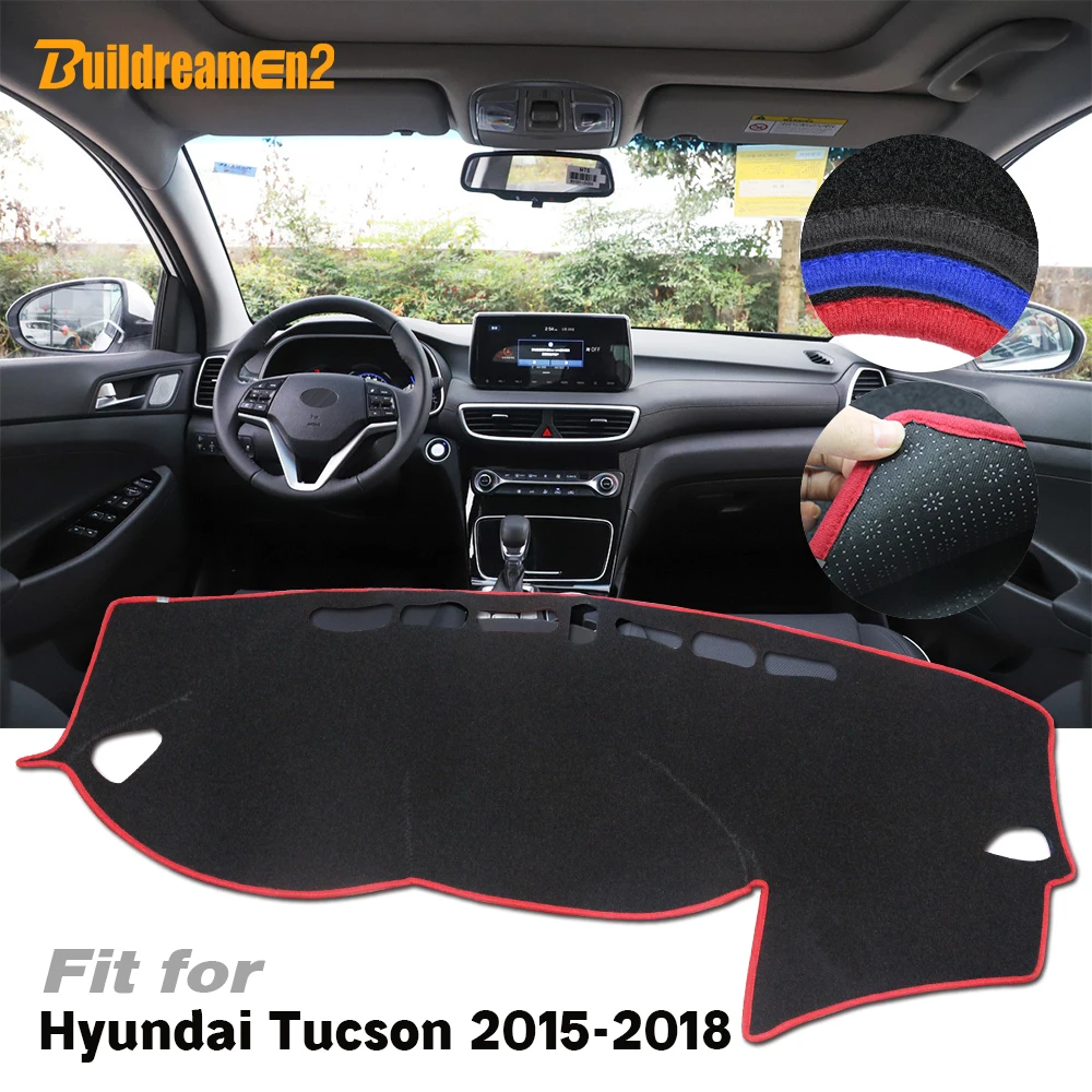 Car Dashboard Avoid Light Pad Instrument Platform Desk Dash Mat Cover Anti-Slip Silicone For Hyundai Tucson 2015 2016 2017 2018