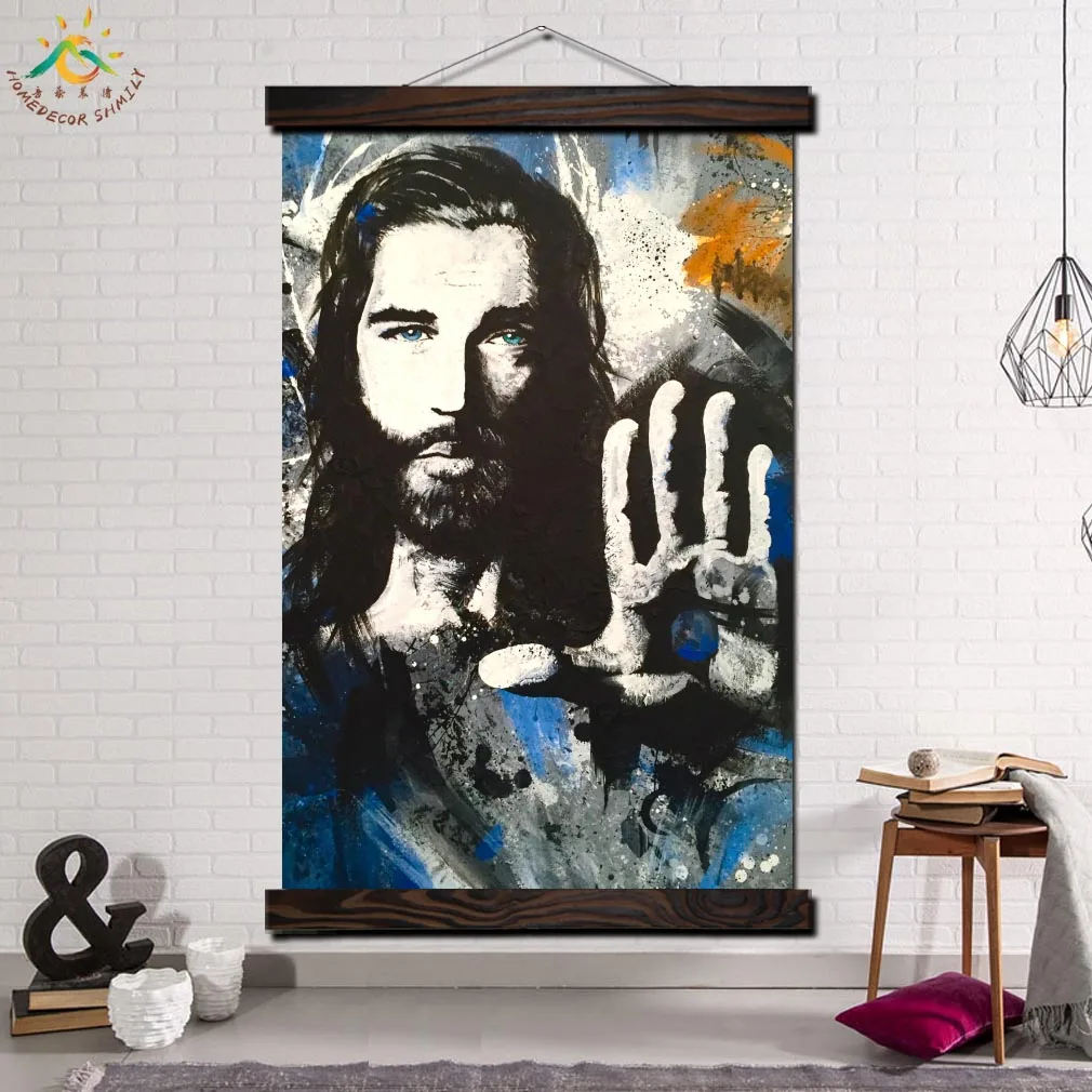 Result for Jesus Modern Wall Art Print Pop Art Picture And Poster Solid Wood Hanging Scroll Canvas Painting Canvas Poster Art