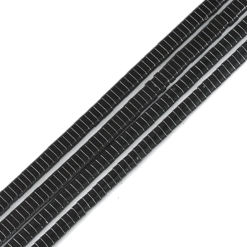 Black Hematite beads Square shape Two holes Loose beads Natural Stone 2*5mm 2*6mm 166Pcs 189Pcs for DIY Jewelry bracelet Making