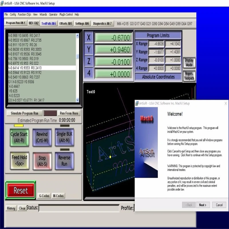 Macchina per incidere Mach3 software di controllo, versione inglese software Mach3 con lience cnc controller R3.041 inviare via e-mail