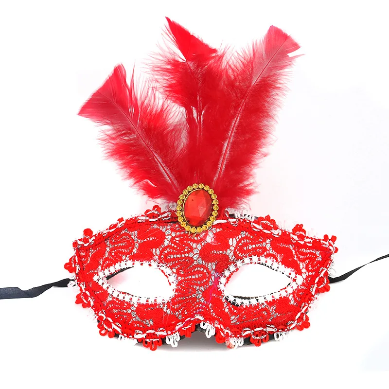 Dance Ball party plumage mask sexy lace diamond feather Masquerade masks handmade wedding Valentine Christmas charm eyemask