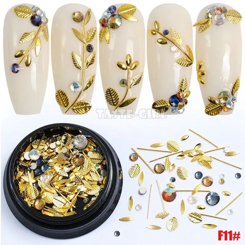 

1 Pot Mix Shape Metal Leaf Caviar Beads Ball Bar Star Moon Acrylic Diamond Nail Art Rhinestones Gems Decorations Manicure DIY F#