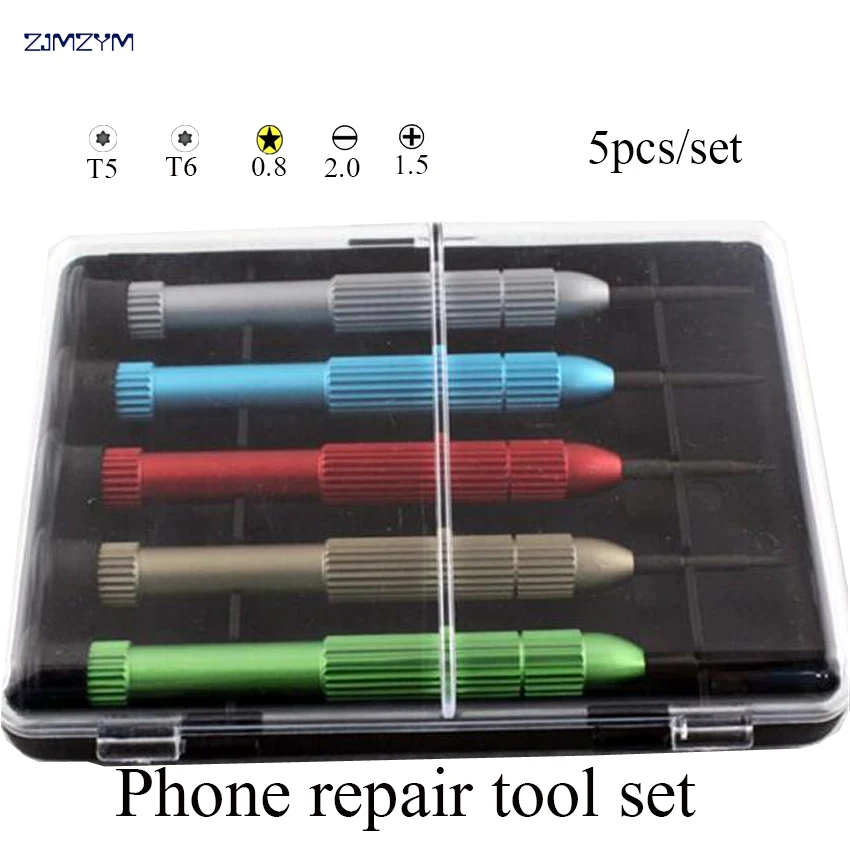 Hot sale 5 in 1 multifunction screwdriver set 0.8MM/1.5MM/2.0MM/T5/T6 Disassemble tool for iphone and electronic product