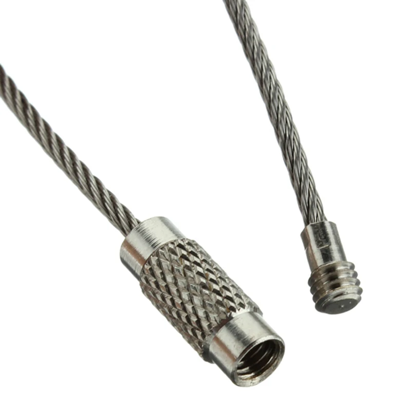 wholesale 50PCS/lot Screw Locking Stainless Steel Wire Keychain Cable Rope Key Holder Keyring Key Chain Rings Cable Outdoor Hiki