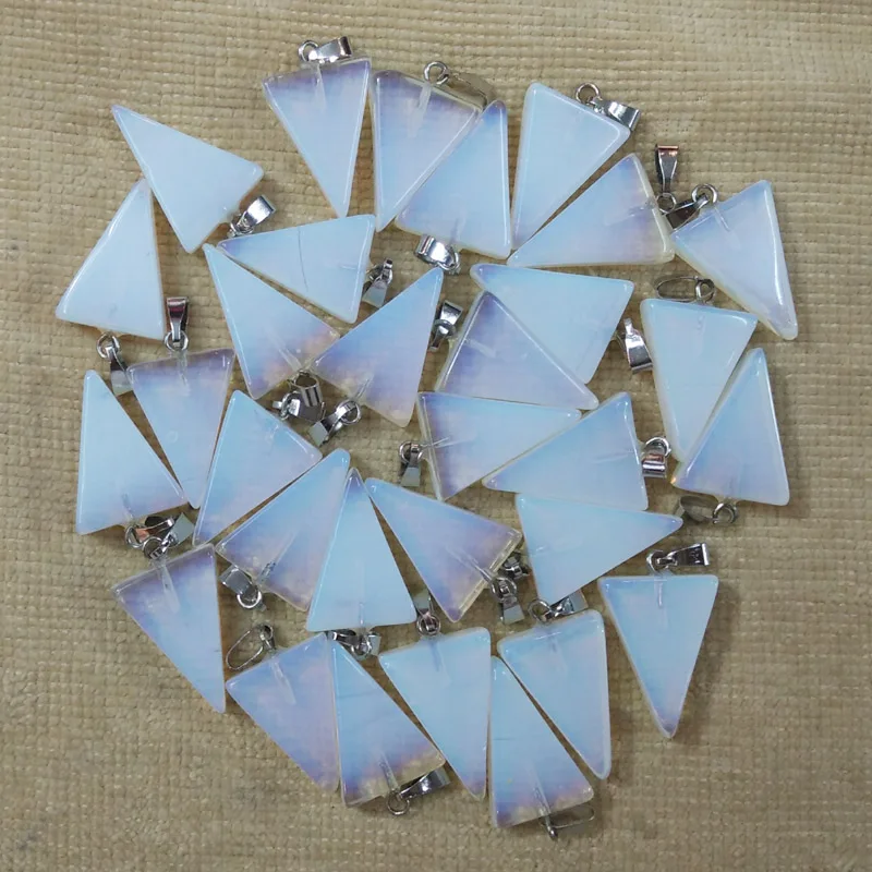 

Wholesale 50pcs/lot fashion good high quality opal stone triangle shape charms pendants fit necklace making free shipping