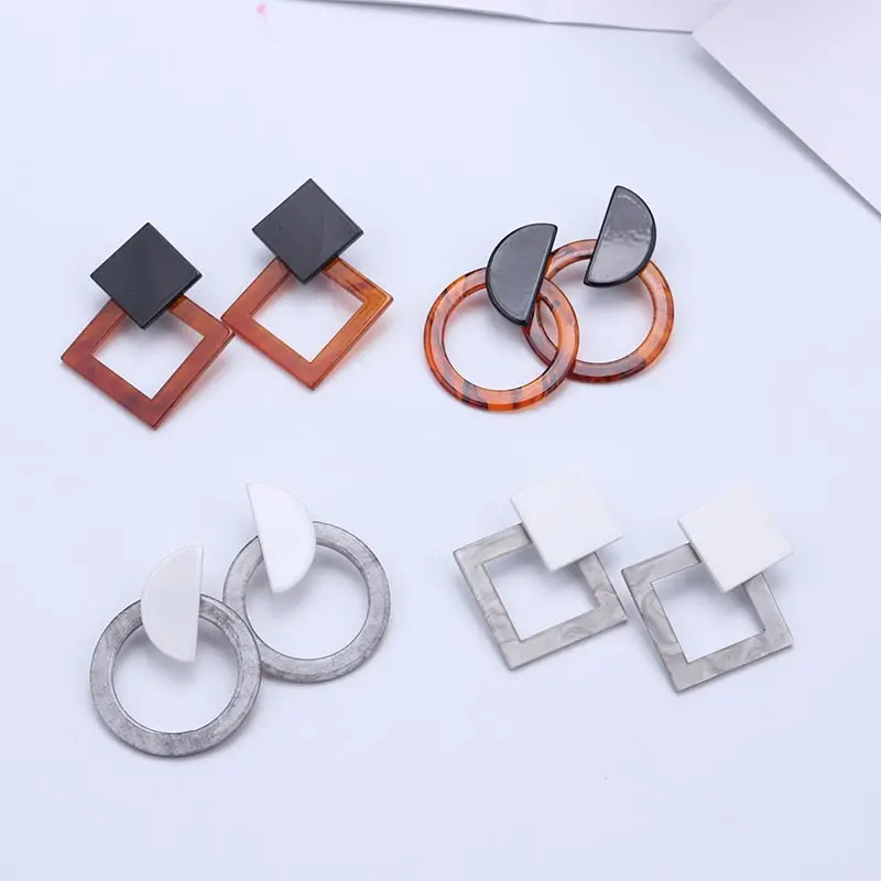 Fashion Statement Earrings 2019 Acrylic Earrings Leopard Geometric Earrings For Women Round Square Hanging Dangle Earring EB832