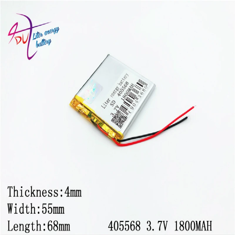 Batterie Lithium-polymère Rechargeable, 3.7V, 1800mAh, 405568 405070, li-ion, pour Mp3 MP4 MP5, GPS, bluetooth, mobile