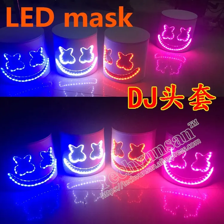 LED luminous mask Spun sugar DJ head cover Helmet Noctilucent hat Music Festival Atmosphere prop singer Performance clothes