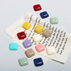 10pcs 15mm Small Square Stud Earring Patch Findings Resin Charms Diy Cabochon Beads Ring Setting Button Jewelry Accessories F295