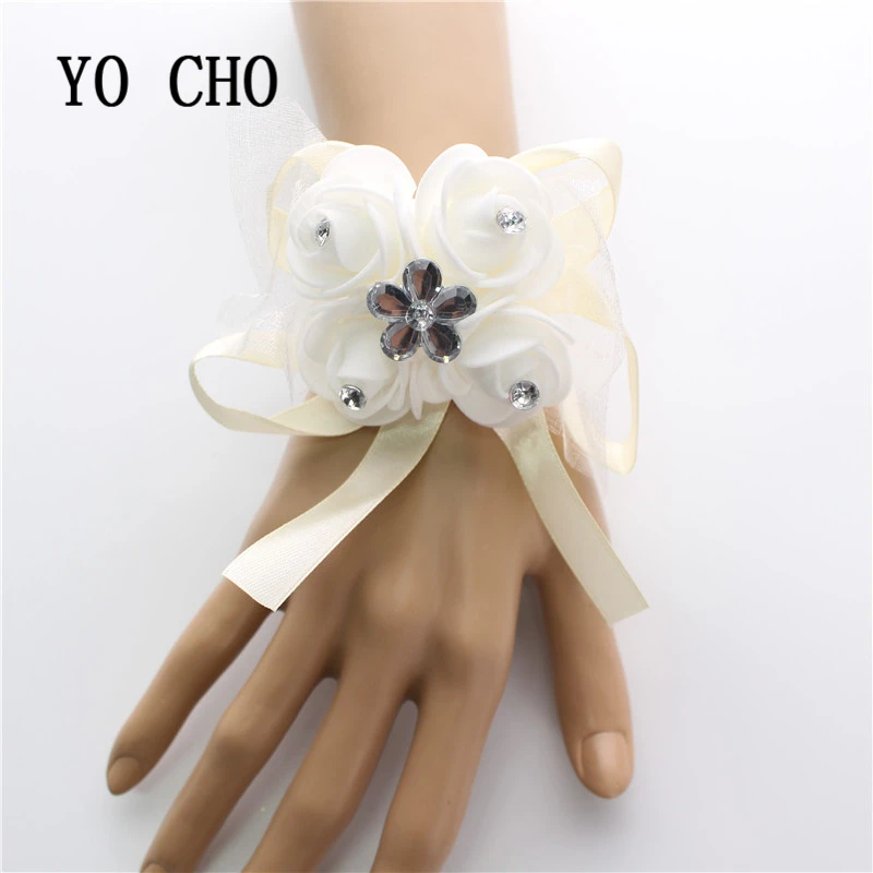 YO CHO  Artificial Foam Roses Wedding Flowers Bride Wrist Flowers Corsage  Bridesmaid Sisters Hand Flowers for Wedding Party