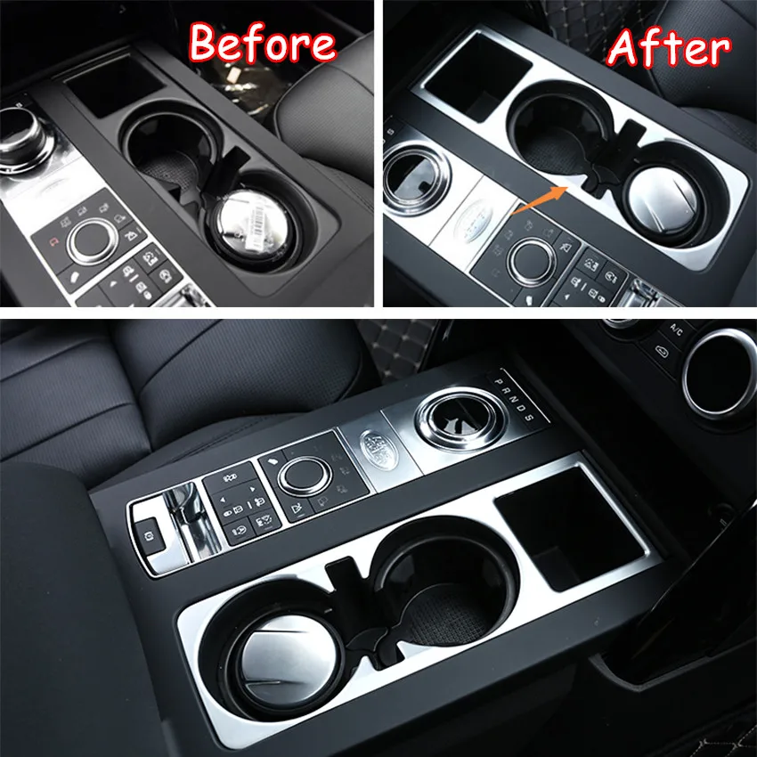 For Land Rover Discovery 5 LR5 2017 2018 Car Water Cup Holder Frame Cover Styling Car Trim Auto Accessories Chrome ABS