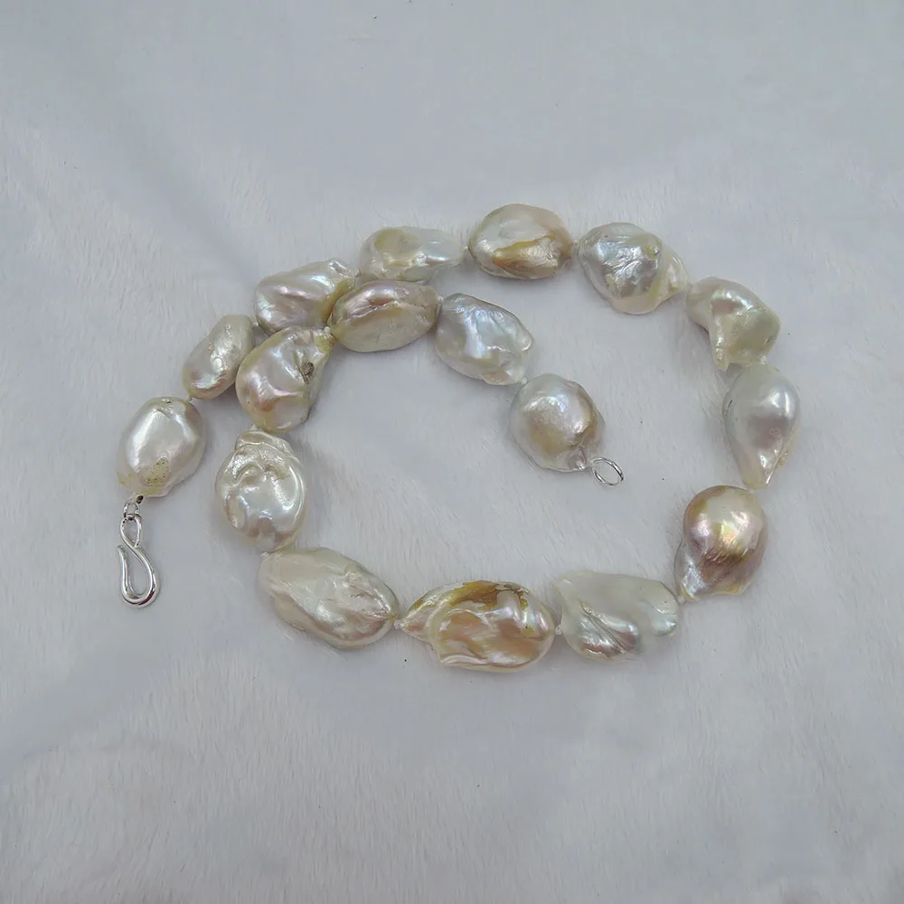 100%  NATURE FRESHWATER Baroque PEARL NECKLACE-good quality