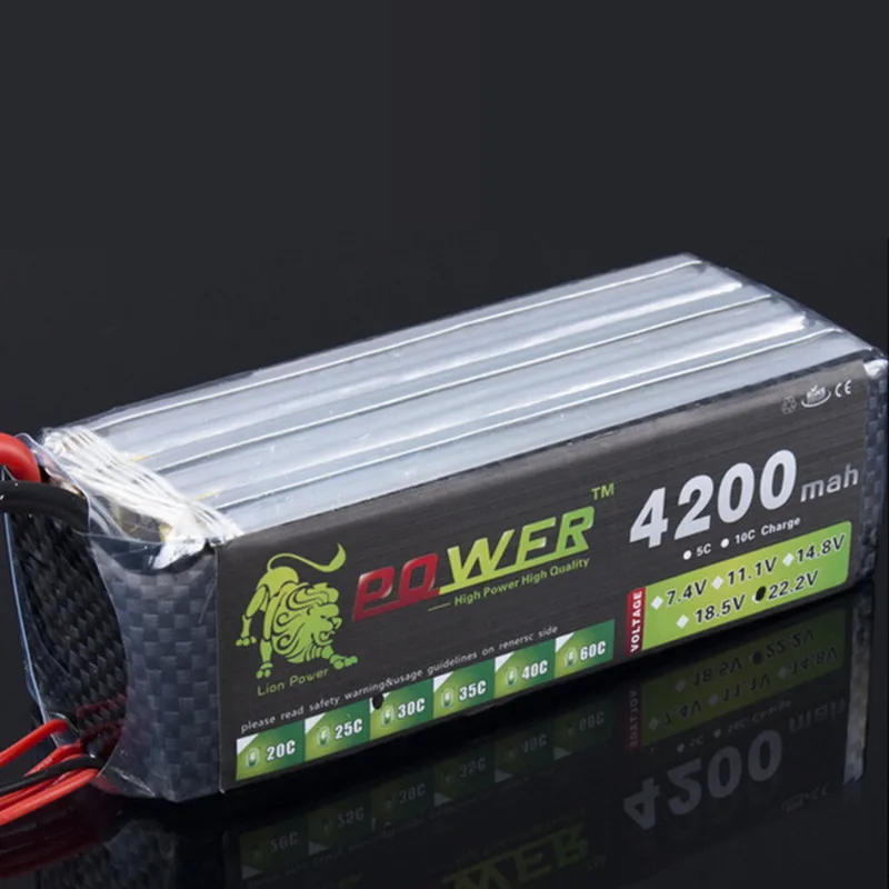 Lion Power 22.2V 4200MAH Lipo Battery 30C For remote control helicopter and RC Car 6S Lipo 22.2 V 4200 mah T/XT60 Plug