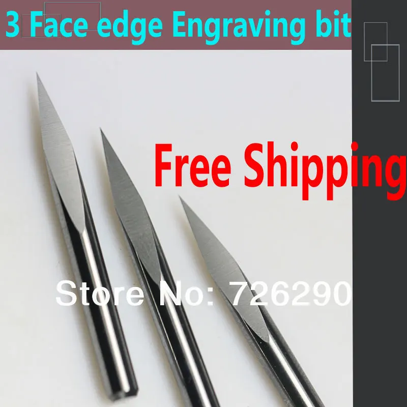 HUHAO 10pcs 3.175mm Dia 90 Angle 0.3mm Tip 3 Edge Carbide Woodworking Tools Engraving Bits for CNC Router Machine