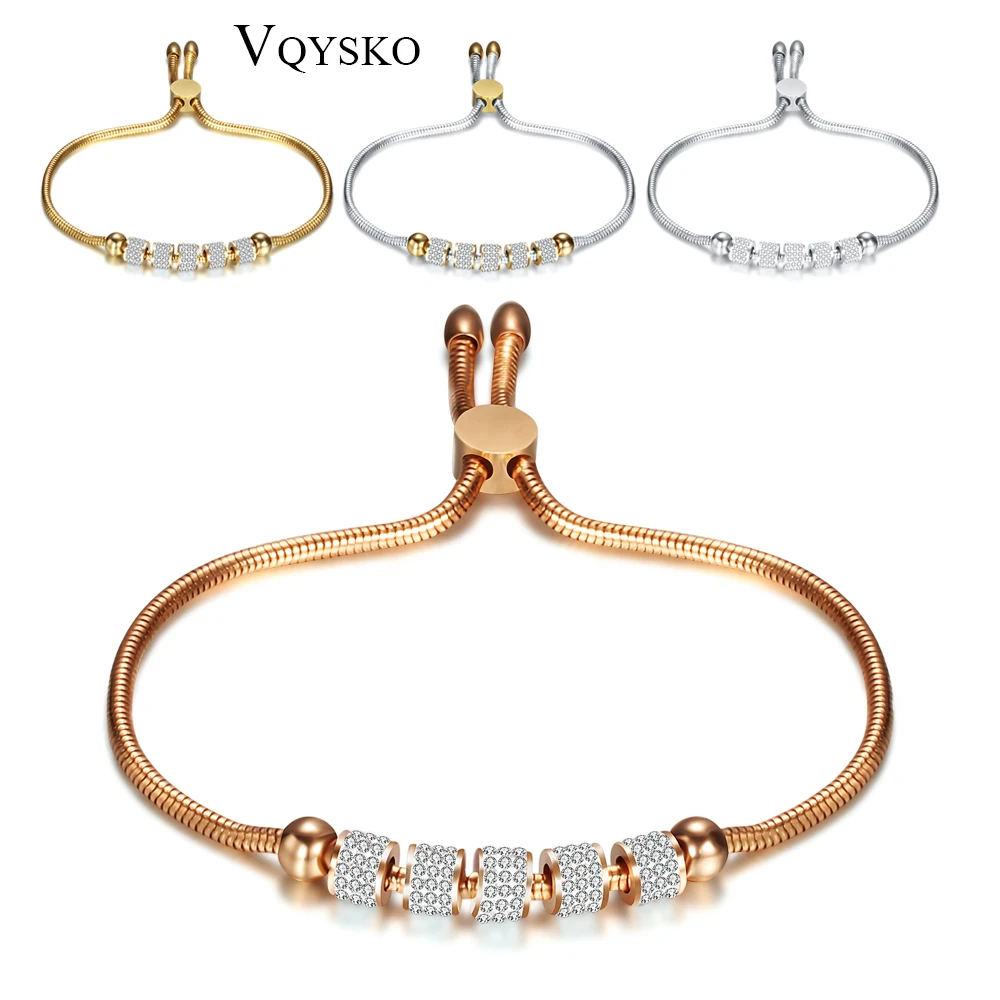 Party Jewelry Adjustable Snake Bracelet For Women Four Colors Stainless steel Brilliant CZ Bracelet Jewelry Pulseira