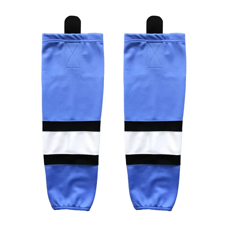 COLDINDOOR 100% Polyester The light blue Ice Hockey Socks Cheap Shin Guards XW006