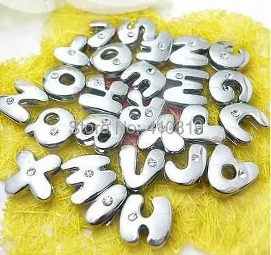 

Wholesale 130pcs/lot 8mm A-Z one rhinestone slide charm letters fit for 8mm leather wristband