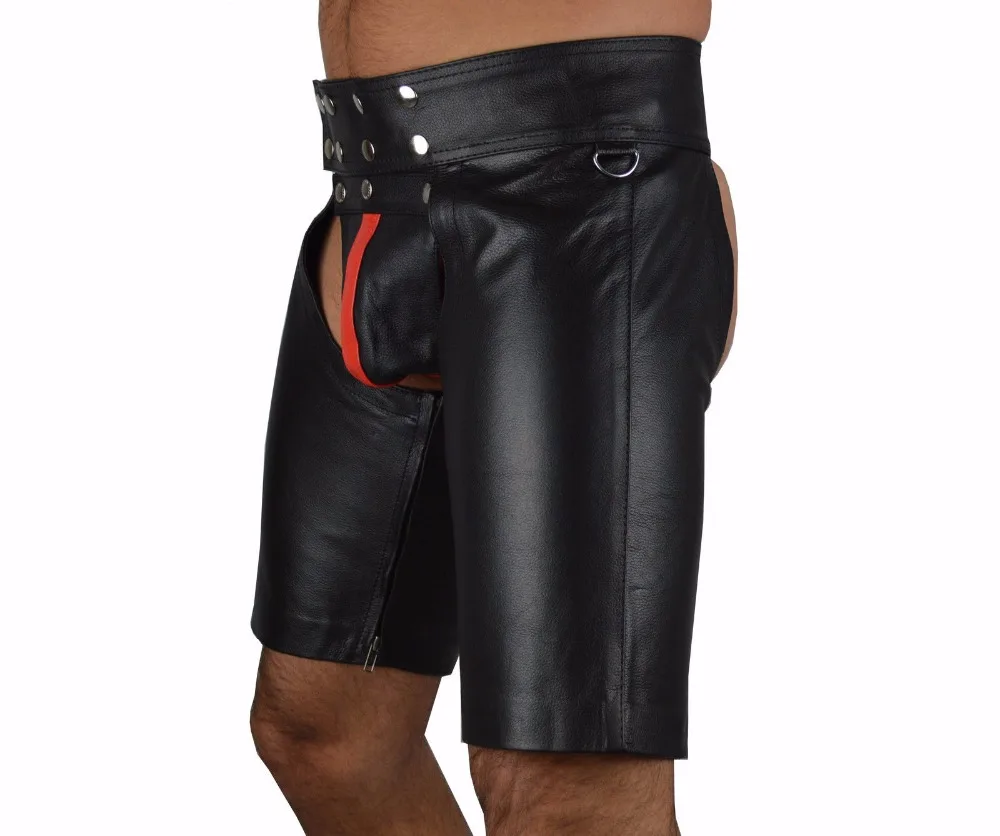 Sexy Lingerie New Hot Black Mens Latex PVC Bondage Open Cortch Shorts Gothic Fetish Gay Men Faux Leather Lace Up Pants