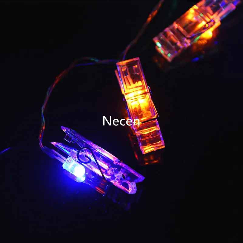 Wholesale  RGB little clamps LED String lights/ Christmas/wedding /party/holiday 3A battery 2M 20pcs/set