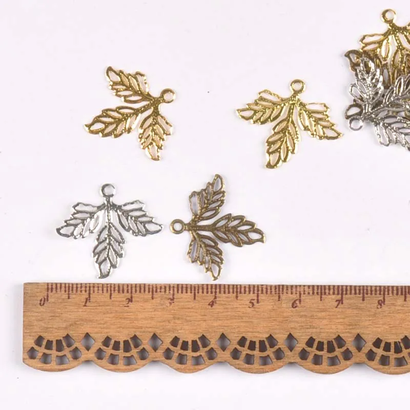 50 Pcs Filigree Wraps Leaves Metal Connectors Crafts For Jewelry Making   Embellishments Scrapbooking 25.5x23mm YKL0739