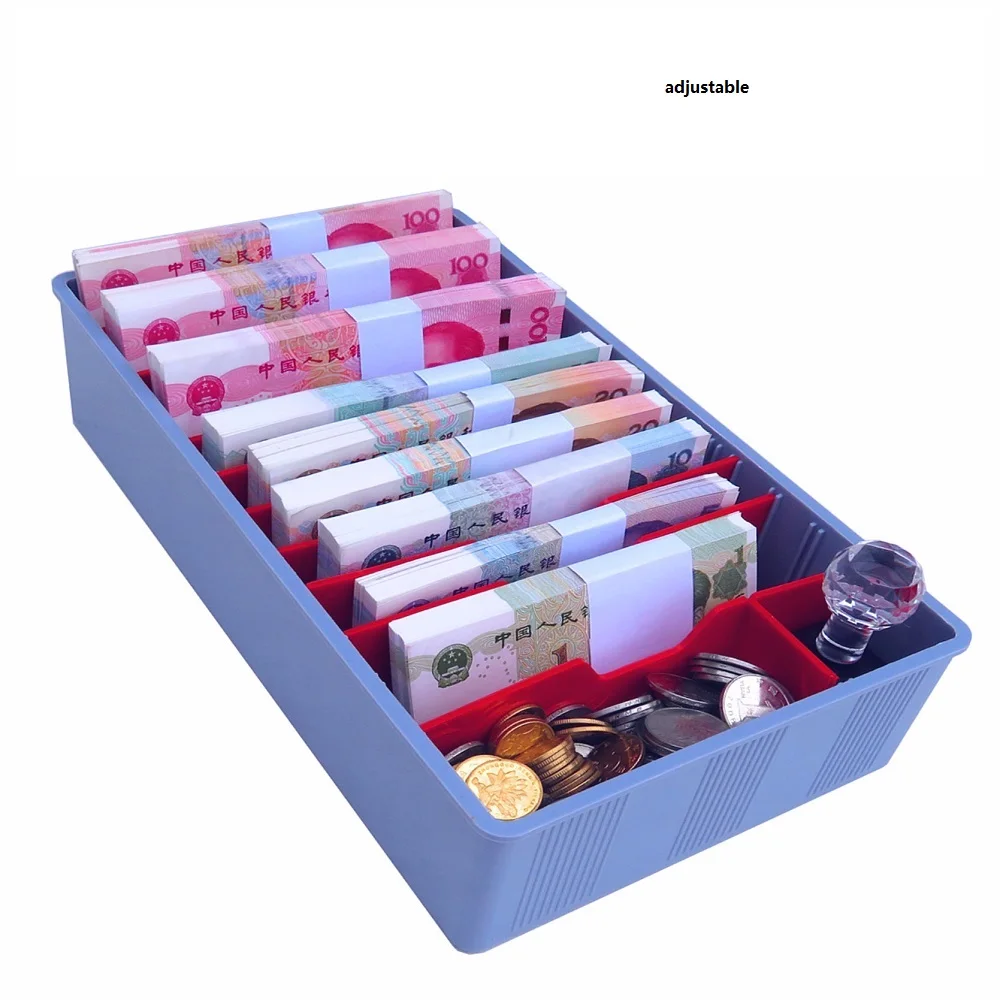 Money Counter case Cash Tray Drawer Register Insert Tray Replacement Plastic Bills Coins Compartments Money Storage Box Store