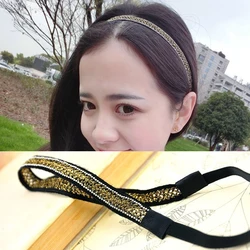 Women Super Thin Handmade Hairbands Personality Shiny Crystal Rhinestone Headbands Chic Hair Holder Gold Headwear Headdresses