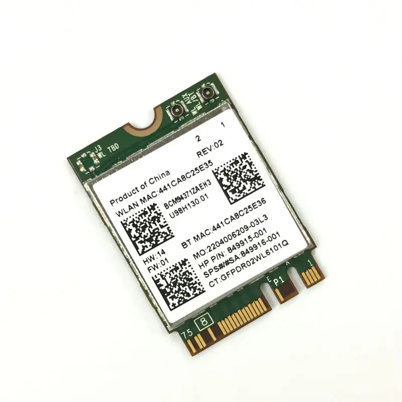 Broadcom BCM94371ZAE BCM4371 802.11 AC NGFF M.2 867Mbps WiFi 블루투스 4.1 콤보 SPS 849915-001 무선 네트워크 카드 wifi