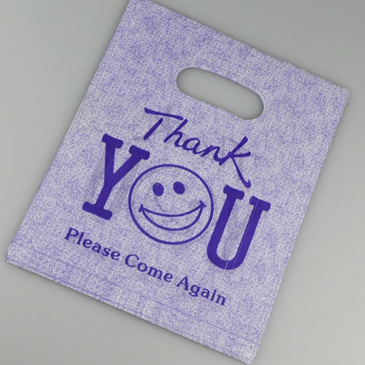 

Hot Sale 20x25cm Purple "Thank You" Design Plastic Jewelry Bag 100pcs/lot Boutique Gift Jewelry Packaging Bags With Handle