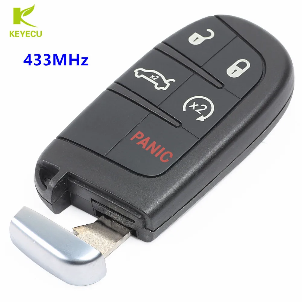 

KEYECU Replacement New Keyless Entry Uncut Smart Key Fob 5 Button 433MHz for Chrysler 300,for Dodge Charger FCC ID: M3N-40821302