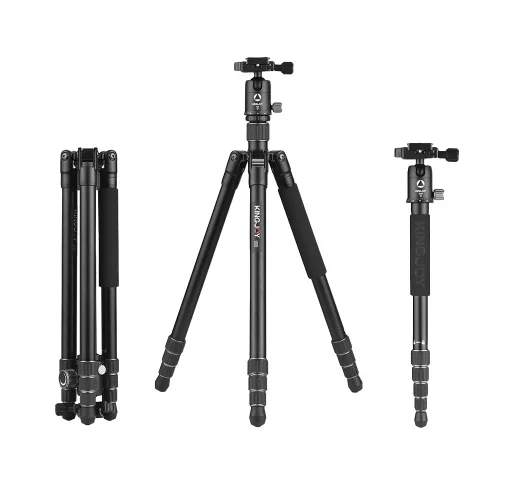 G55 Aluminum Alloy Carbon Fiber Travel Tripod Monopod With 360 Degree Ball Head 5-Section Adjustable