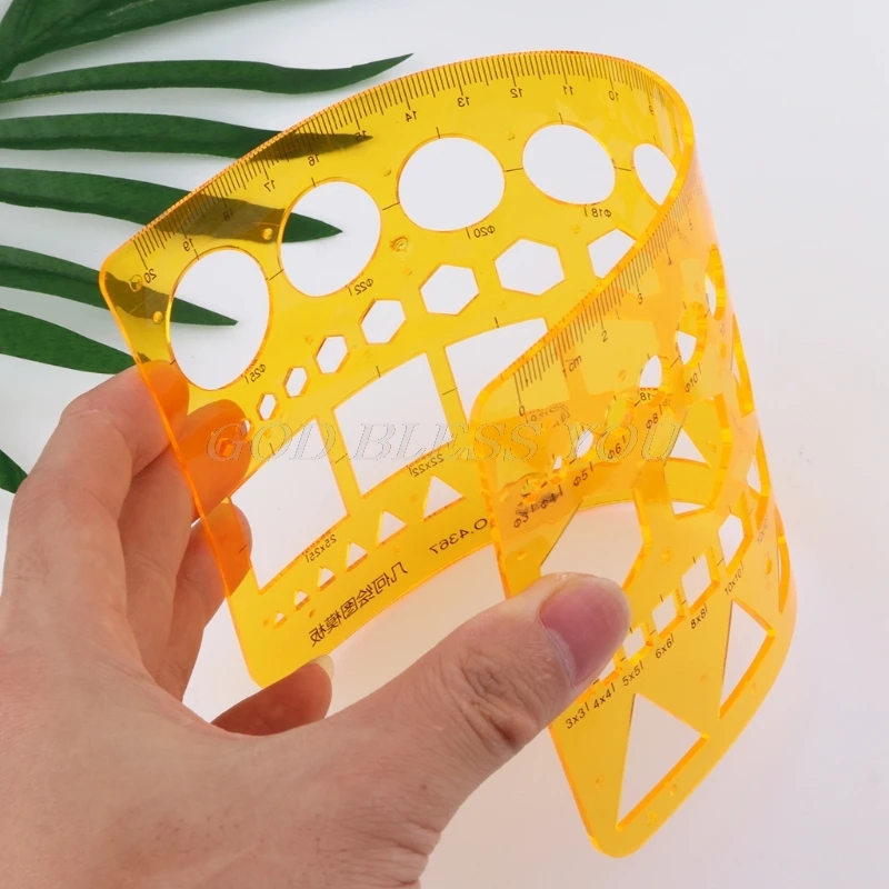 K Resin Ruler Circles Squares Triangle Geometric Template Ruler Stencil Measuring Tool Ruler School Accessories Drop Shipping