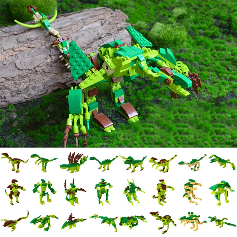 

8pcs/set Dinosaurs Jurassic World Figures Model Building Tyrannosaurus Assemble Blocks Classic with Kids Toy Eight in one