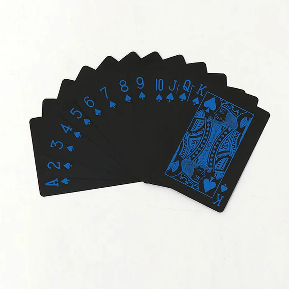 High Quality 55Pcs/Set Waterproof Plastic Black Playing Cards PVC Poker Creative Gift Durable Poker
