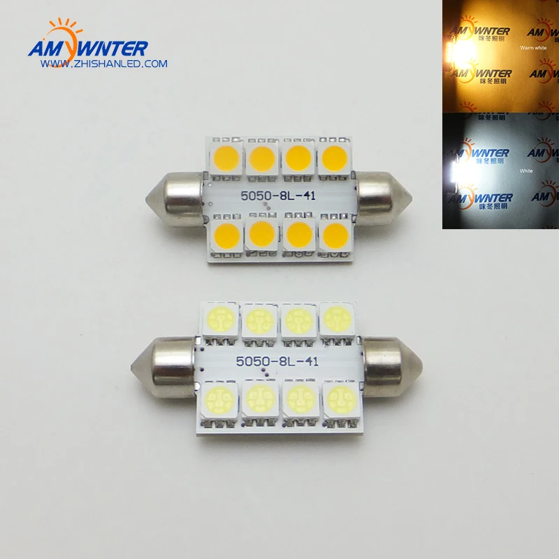 

C5w автомобильные корабльные огни, внутренняя лампа, теплый белый свет, лампы для чтения, лампа, автозапчасти, автомобильные 10-30 В постоянного тока, 8 SMD светодиодный ные лампы 5050 41 мм