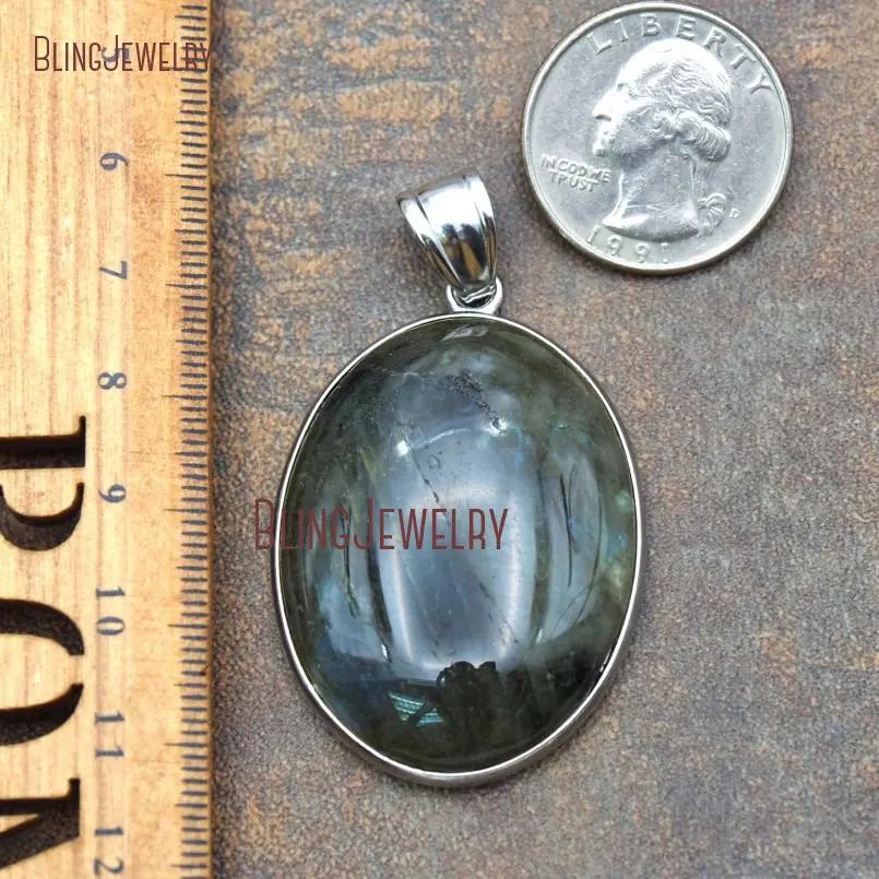  Oval Bezel Charm Labradorite Pendant  Station  PM12387