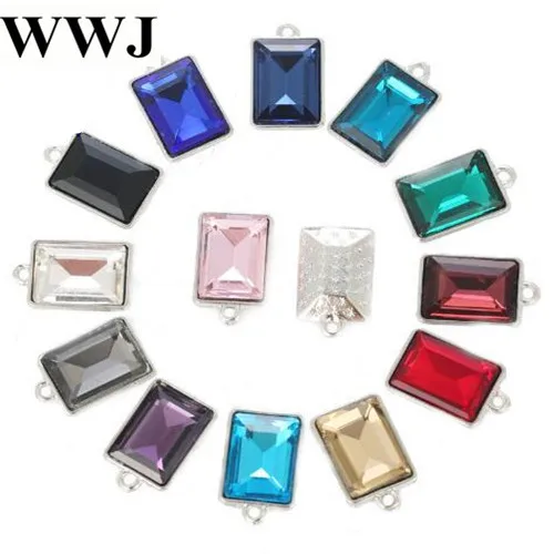 

10x14mm 20pcs/bag Rectangle Crystal glass loose rhinestones with one Loop Pendant/Bracelet/diy clothing accessories