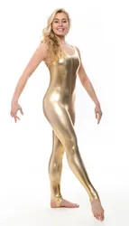 Speerise Costume Women's Tank Stirrup legging Nylon Spandex Long Bodysuit Dance Wear Shiny Metallic Unitard