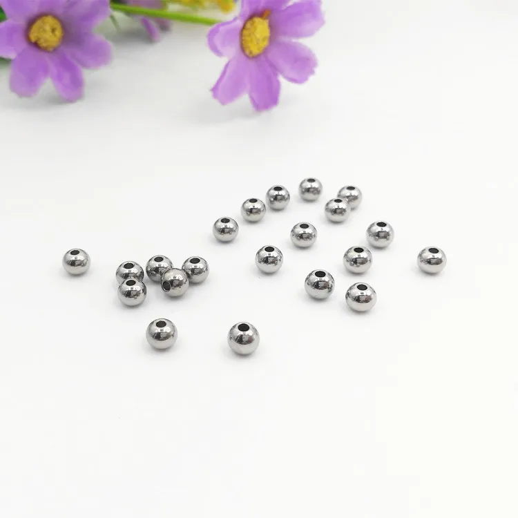 100pcs Stainless Steel Big Hole Spacer Beads 3/4/5/6/8mm Round Ball Steel Charm Metal Beads Fit Bracelets DIY Jewelry Make