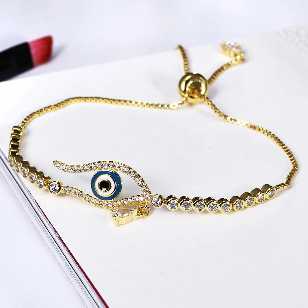 

YLMyself Adjustable Bracelet For Women, White & Gold Color Zirconia Jewelry, Free Length Fits All, Elegant Elegant Design Gift