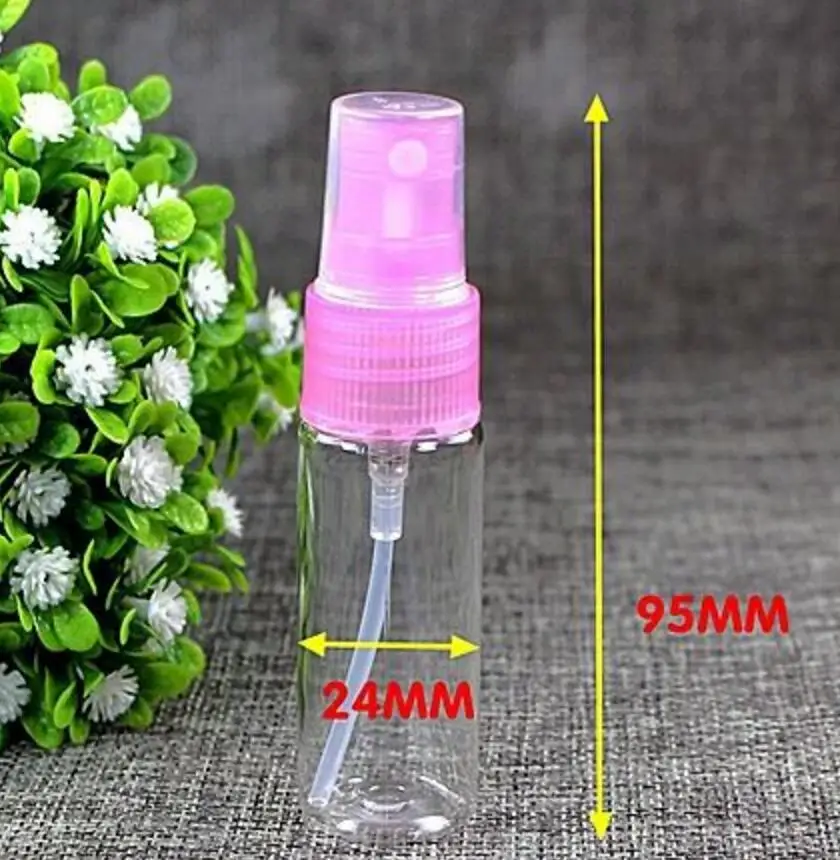 200pcs/lot 20 ml Transparent Plastic Spray Bottle Refillable liquid Bottle Perfume PET Bottle lin3604