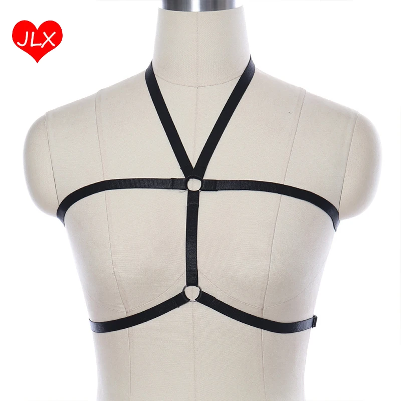 

JLX.HARNESS 90s Women Fetish body harness Lingerie Open Chest Cage Bralette Goth underwear Crop Wear Cupless Bra Bondage Harness