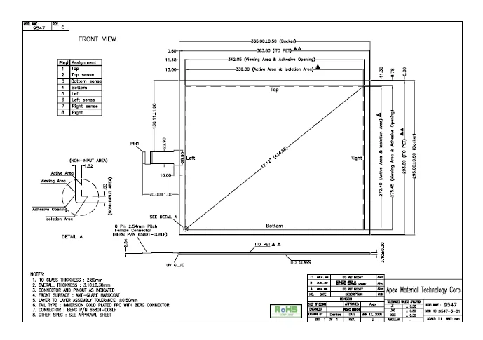 Original Taiwan AMT 9547 toque industrial tela de 17 polegada AMT9547 máquinas painel de toque da resistência de 8 fios Industrial equipamentos Médicos