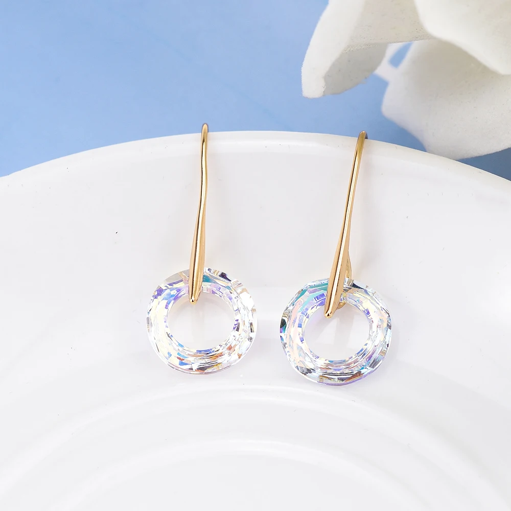 BAFFIN Fancy Stone Circle Drop Earrings Crystals From Austria For Women Gold Color Bohemian Dangle Earrings Indian Jewelry